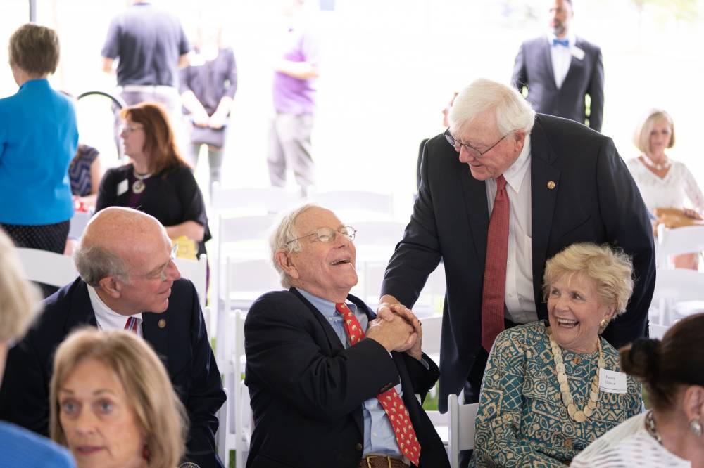 Guests with President Emeritus Arend Lubbers at the Arend and Nancy Lubbers Student Services Center Dedication